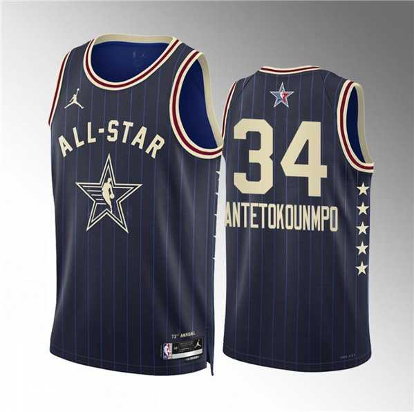 Mens 2024 All-Star #34 Giannis Antetokounmpo Navy Stitched Basketball Jersey->2024 all star->NBA Jersey